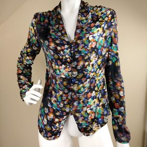 Halston Heritage Silk Blouse Long Sleeve Button 2